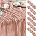 Wokceer Dusty Pink Cheesecloth Table Runner Spring 6Pack 10FT Boho Gauze Easter Cheese Cloth Table Runner Christmas for Party Long Rustic Sheer Runners for Baby Bridal Shower Wedding