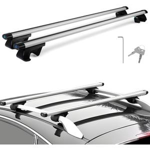 Universal 49inch / 125cm Roof Rack Cross Bars, 200lbs Lockable Aluminum Roof Rack Crossbars Storage Accessories, Roof Rack CrossBars for Bicycle, Kayak, Cargo, Cargo Carrier, Skiboard