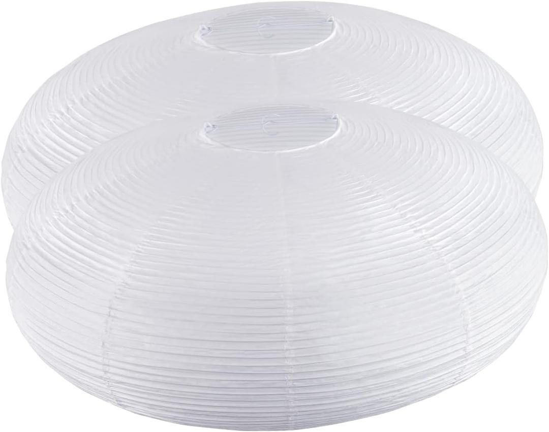 White Oval Paper Lantern, 16.54" Hanging Paper Lanterns Lamp, Chinese/Japanese Paper Pendant Lampshade for Party Decoration, Home Decor Ceiling Lampshade(2 Pack)