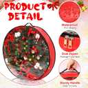 Aliceset 4 Pack Wreath Storage Containers, Ornament Garland Wreath Storage Bags with Handle Zipper Decorative Storages Box for Winter Valentine Wreaths(36 x 36 x 7.8 Inch,Red)