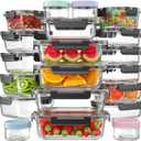 KEMETHY 40 PCS Glass Food Storage Containers with Lids(20 Container & 20 Lid), Borosilicate Glass Meal Prep Containers for Kitchen Storage and Organization, BPA-Free, Leak Proof, Reusable