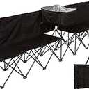 10' Portable 6-Seater Folding Team Sports Sideline Bench with Attached Cooler & Full Back by Trademark Innovations (Black)
