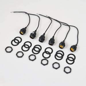 Waterproof Outdoor Light Socket with Cord - E26/E27 Bulb Socket (6 Pack) - 1 Foot, 20 Awg, MA6009