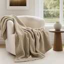 EVERGRACEHOME Chunky Chenille Knit Throw Blanket for Couch, Soft Luxurious Moss Stitch Blankets for Bed, Cozy Decorative Farmhouse Knitted Throws for Sofa, Sand Dune, 60" x 80"