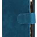 ZZXX for Galaxy S24 FE Wallet Case Zipper Pocket 6.7 inch,Blue