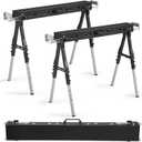 OLBRUS 2 Pack Heavy Duty Folding Sawhorse Pair, Adjustable Height & Legs, Portable Metal Saw Horses with 2600 LBS Load Capacity, Portable Folding and Fast Open Legs and Easy Grip Handle for Woodworking.