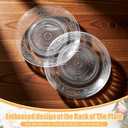 10 Pcs 11.8 Inch Acrylic Crystal Dinner Plates, Clear Round Plastic Serving Platter Trays Vintage Dragon and Phoenix Embossed Dinnerware for Serving Food Salad Pasta Fruit Home Party Wedding