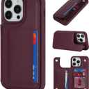 iCoverCase Compatible with iPhone 14 Pro Case with Card Holder, Wallet Case for Women Men RFID Blocking PU Leather Protective Phone Case 6.1 Inch (Wine Red)