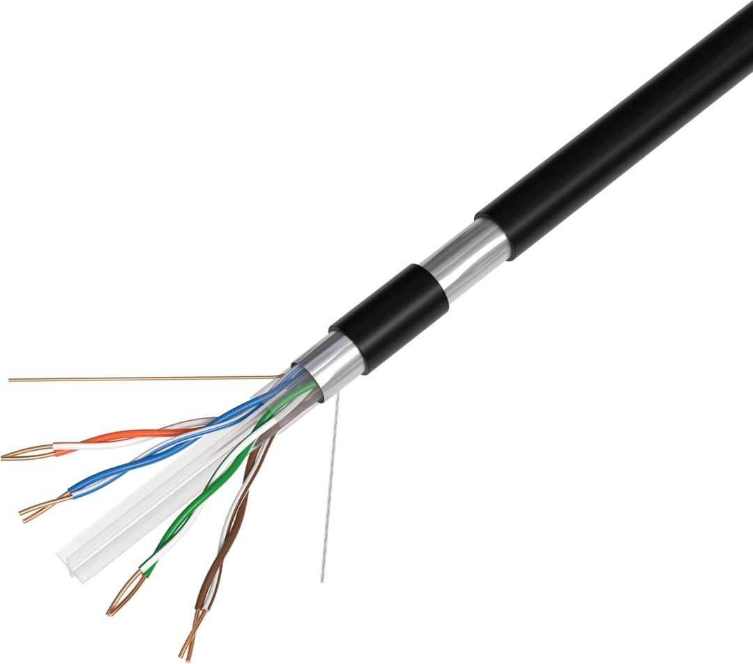 Cables Direct Online CAT6 1000FT Outdoor Weatherproof 23 AWG 550MHz Cable FTP Wire Solid Direct Burial UV (1000FT, FTP (Shielded))