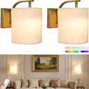 Battery Operated Wall Sconces Set of 2 Rechargeable Wall Lights with Remote Dimmable Magnetic LED Bulbs12 RGB Colors and Timer Wireless Sconces for Bedroom Living Room