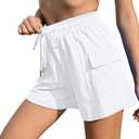 Ladies Cotton Cargo Sports Shorts in Summer Soft and Sweat Absorbing Feature Pockets and Drawstring for Comfort White