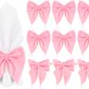 10Pcs Bow Napkin Ring Velvet Pink Bowknot Napkin Holder Chic Napkin Buckle Dining Table Ring for Christmas Wedding Party Table Decor
