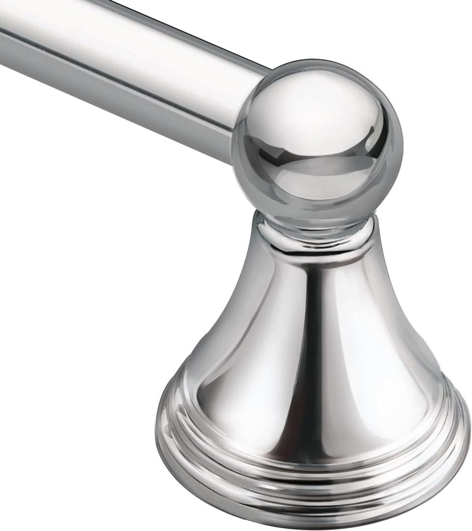 Moen Preston Collection Chrome 24-Inch Single Bathroom Towel Bar, Wall Mounted Hanger for Bath or Kitchen, DN8424CH
