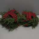 Knitgrip 12 Pcs 9'' Small Christmas Kitchen Cabinet Wreaths with Plaid Bow Ribbon Mini Hanging Christmas Wreath Artificial Greenery Wreath for Front Door Porch Wall Window(Red Black Buffalo Plaid)