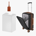 22×14×9 Airline Approved Carry On Expandable Luggage with Front Open Pocket, Spinner Wheels, ABS+PC Hardshell Small 20inch Suitcase with Protective Cover and Luggage Tag, Black