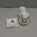 HAOTOP Farmhouse Porcelain Salt Bowl with Lid and Spoon 12oz,Easy to Clean (White)