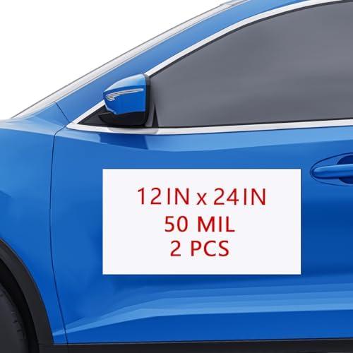 WROUGH 2 Pack Blank Car Magnets, 12" x 24" Custom Car Magnet Signs for Vehicle, Flexible Magnetic Bumper Sticker Sheet for Car to Advertise Business and Personalized Decal, Prevent Scratches Dents
