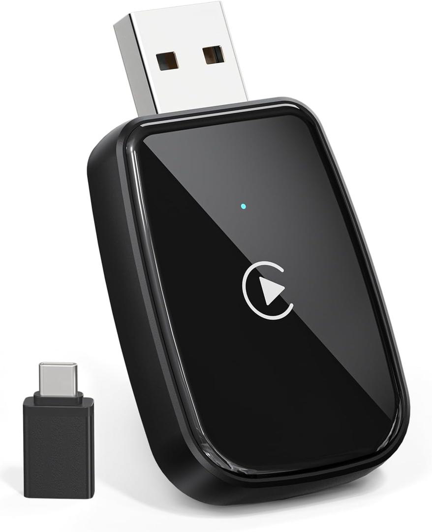 Mini Wireless CarPlay Adapter for Apple iPhone Only, Convert Wired CarPlay to Wireless with USB-A to USB-C Adapter, Stable Control & No Delay Latency, Black