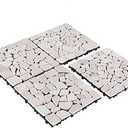 PURE ERA Natural Real Stone Interlocking Floor Deck Tiles Indoor Outdoor Use 12"x12" (4Pcs, 4 sq. Ft, Sliced Tan)- Great Upgrade to Patio Backyard Pathway