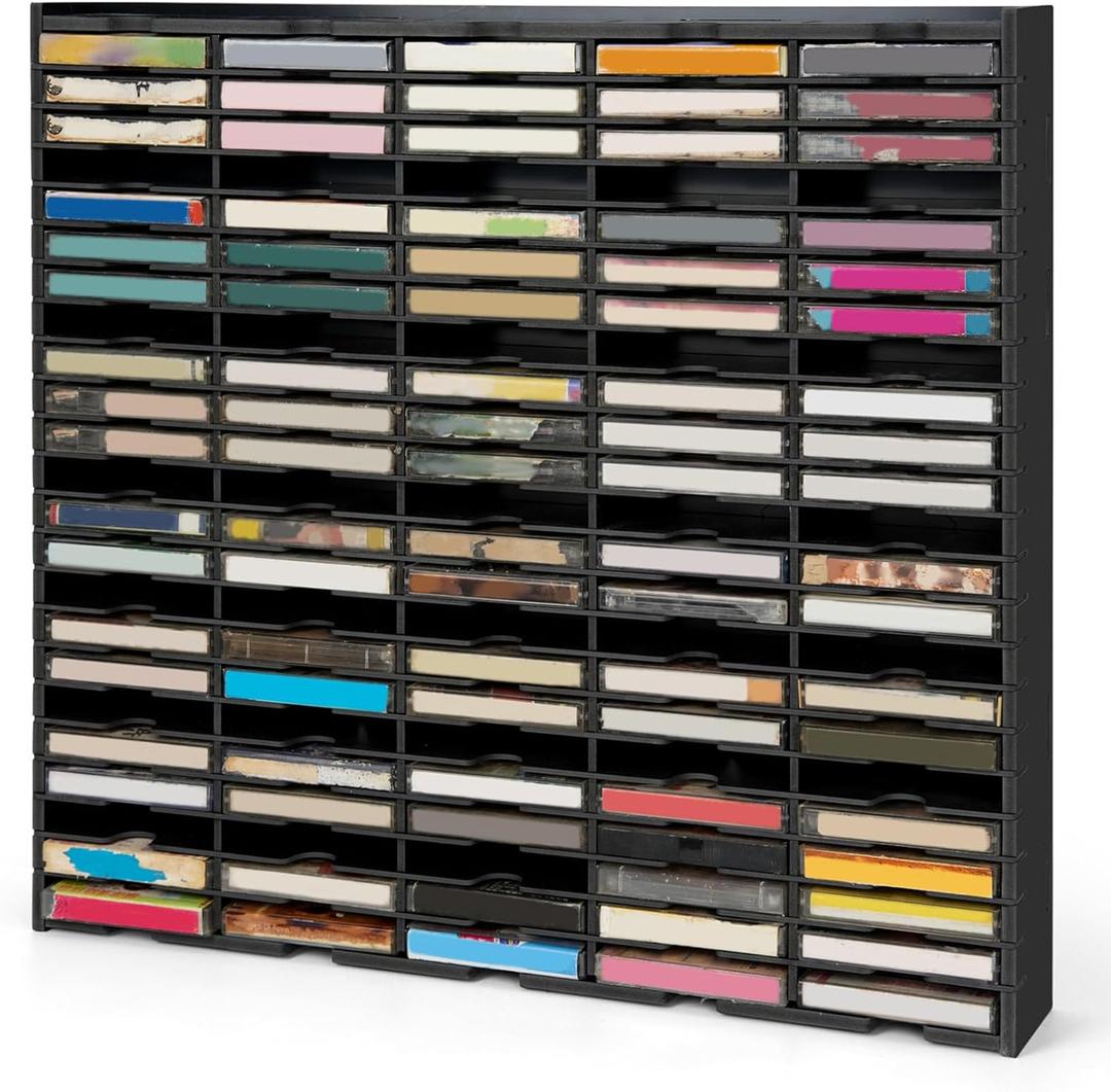 115-Slot Cassette Tape Storage Organizer Rack, Wall Mount Cassette Tape Holder, Audio Cassettes Display Shelf, Ideal Gift for Cassette Collectors