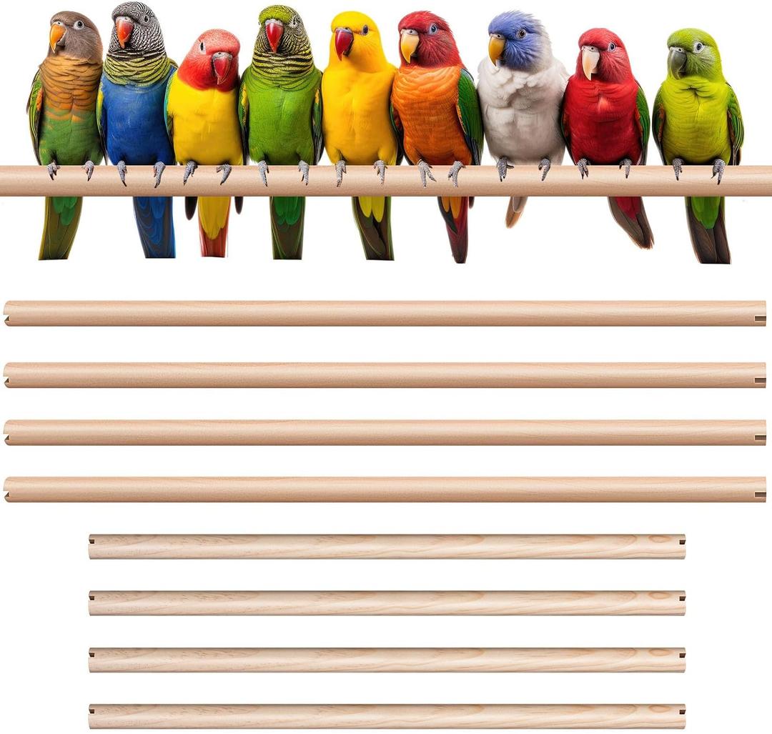 Sintuff Bird Perches Natural Wood Double Slots, 18 Inches,24 Inches, 8 Pcs