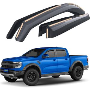 Goodyear Shatterproof in-Channel Window Deflectors for Ford Ranger 2024-2025 Super Crew, Rain Guards, Window Visors for Cars, Vent Deflector, Car Accessories, 4 pcs - GY008018