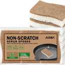 AIDEA Sponges Non Scratch, 6Count, Natural Sponge for Non Stick Cookware, Sponges Kitchen, Cellulose Scrub Sponge for Dishes, Cleaning Power for Kitchen, Bathroom, Household (Brown)
