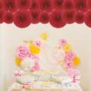 MECCANIXITY Hanging Paper Fans Party Set 12Pcs Round Pattern Hanging Paper Fans Decoration for Home Shop Wall Birthday Wedding Graduation Events(Wine Red)