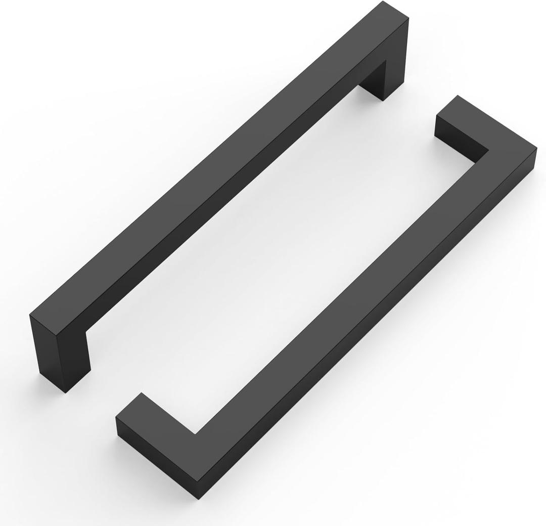 FILTA 10 Pack Black Cabinet Handles 6.3 inch(160mm) Matte Black Cabinet Pulls Square Kitchen Stainless Steel Cabinet Hardware for Cupboard Drawer Handles