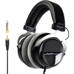 Superlux HD 330PRO, 32 ohms, Over-Ear Headphones, Professional Semi-Open Wired Headphones with 40mm Neodymium Drivers and Solid Bass, 3.5/6.3mm Jack Adapter for Smartphone, Tablets, Laptops, Computer