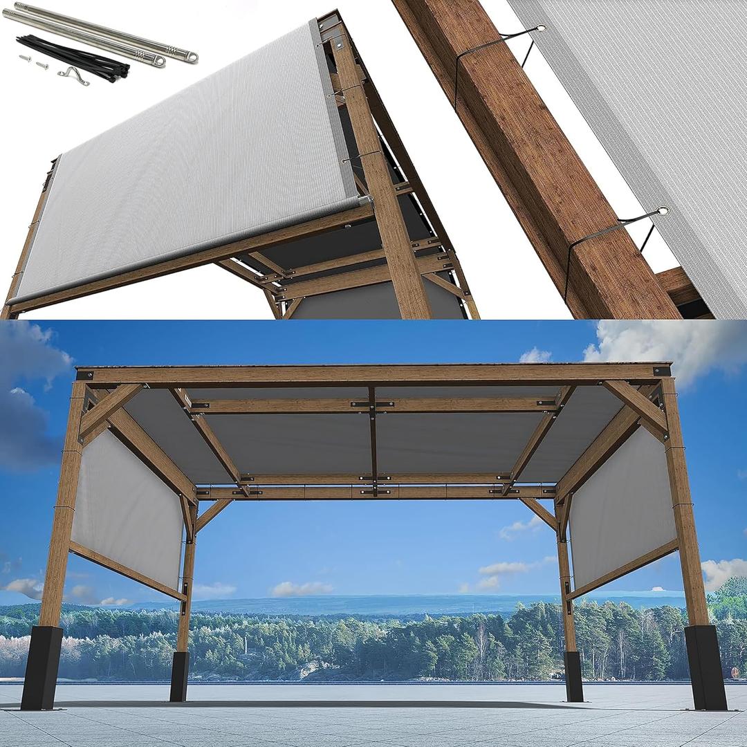 ShadeMart Pergola Sun Shade 10' x 20' Grey Canopy Outdoor Replacement Cover with Grommets and Stainless SteeWeighted Rods for Patio, Backyards, Carport, Garden (We Make Custom Size)