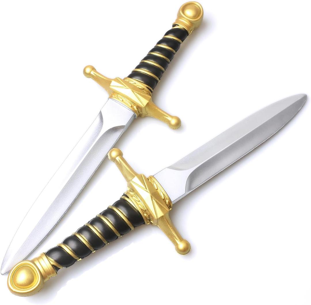 PU Foam Dagger Prop, Non-Functional Costume Sword with Reinforced Core for Adult Cosplay (Gold)