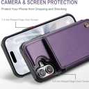 Vinich for iPhone 16 Wallet Case with Card Holder, RFID Blocking Credit Slots Kickstand Shockproof Phone Cover Fit for iPhone 16 6.1" Purple