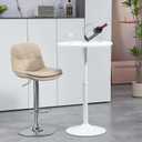 Finnhomy 24'' Round Cocktail Bar Table with Metal Base, Tall Bistro Pub Table, Counter Bar Height Table for Kitchen, Dining Room, Living Room, Easy Assembly, White, 39.1" Height