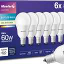 Maelsrlg E17 Intermediate Base LED Bulb, 6W (60 Watt Equivalent) G14 Globe Ceiling Fan Light Bulbs, Cool White 4000K, 600 Lumens, Non-Dimmable, Pack of 6
