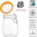 DANALLAN Wide Mouth Mason Jars, 4Pcs 32 oz Glass Jars with Airtight Lid Large Mason Canning Jars Clear Storage Canister Jars with Measurement Marks for Canning Flour Jam Jelly Coffee Sugar Beans