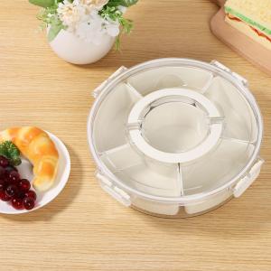 6 Compartments Rotating Serving Tray with Lid and Handle, 360 Rotating Nackle Box Container, Removable Storage Box Snack Platter Container, Clear Organizer for Nuts, Fruits, Snacks, Candy (1 pcs)