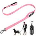 Heavy Duty Dog Leash, Laqibak Double-Sided Reflective Double Handle Dog Leash - Double-Layer Thickening, Lockable Safety Carabiner Design, 6 FT Perfect for Medium & Large Dogs Joyful Strolls, Pink