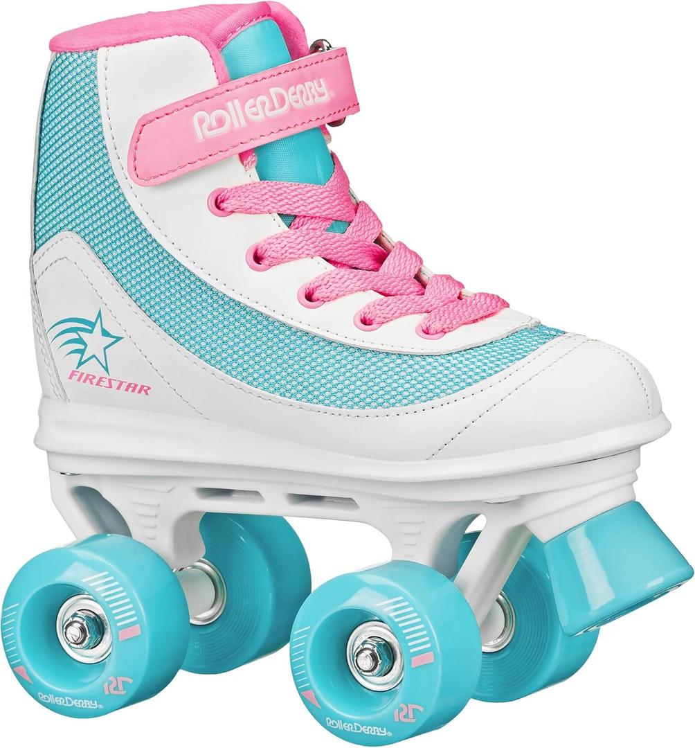 Roller Derby Firestar Youth Skates for Girls, Boys, Beginners, Kids (Size 4, Bubblegum)