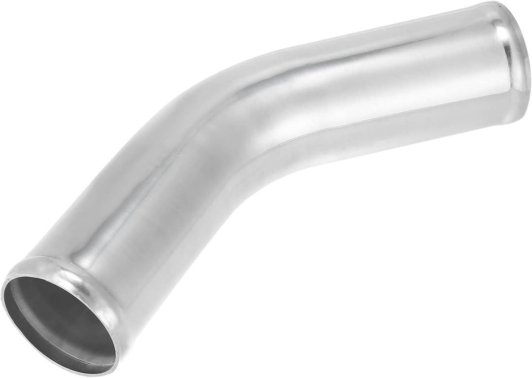 X AUTOHAUX OD 2.5" 63mm Length 12" 300mm Aluminum Alloy Tube Intercooler Pipe 45 Degree Air Intake Tube Silver Tone for Car