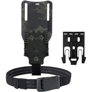 WGLILO QLS Quick Locking System Kit with 2" Mid/Low Ride Belt Loop Adapter, Drop Leg Holster Platform, QLS Fork and Duty Receiver Plate 22 19 & Elastic Leg Strap, CP Black