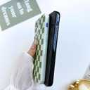 MINSCOSE for iPhone 14 Case Aesthetic Checkered Plaid Checkerboard Design Pattern,Trendy Slim TPU Shockproof Protective Full Camera Protection Phone Cover-Green