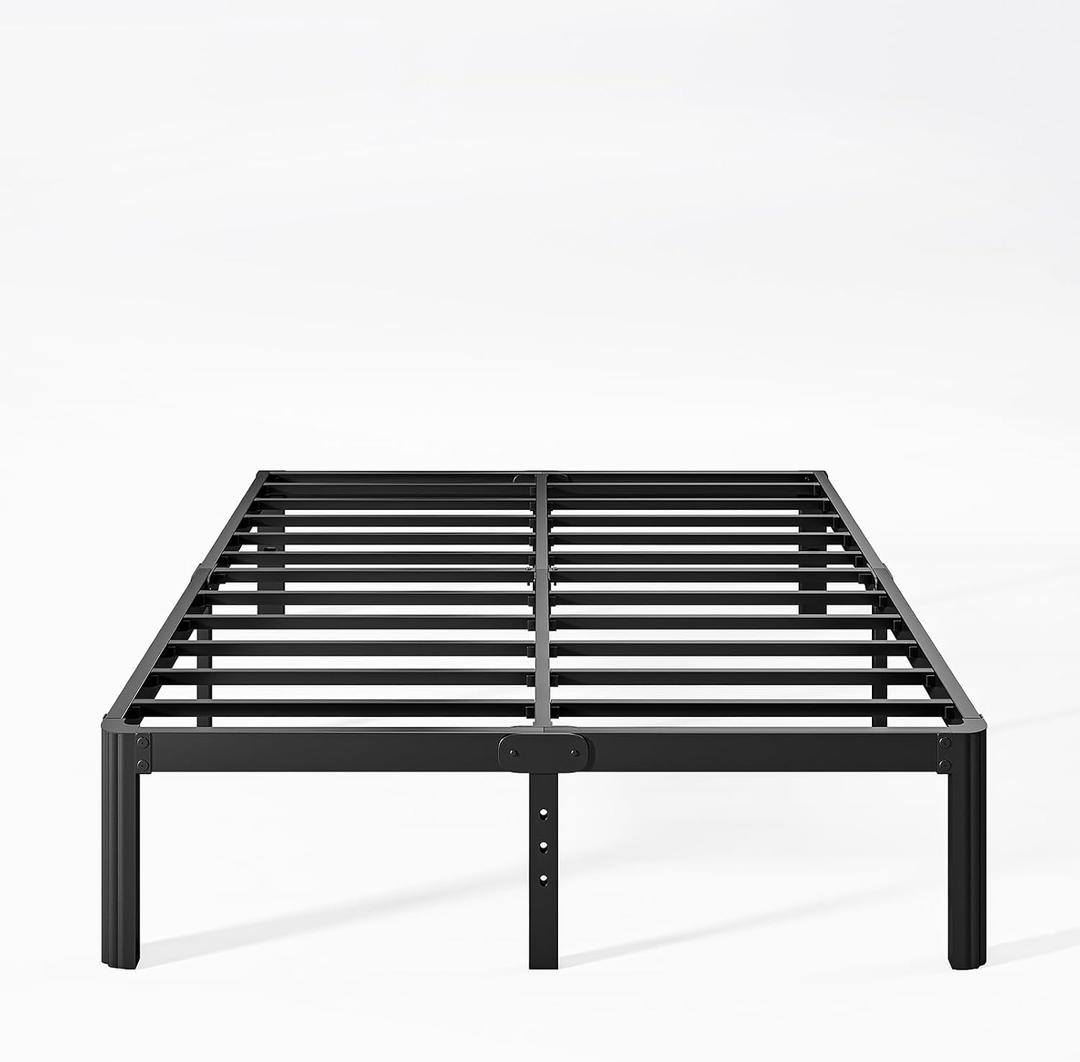 KERAMIK 12 Inch High Full Size Bed Frame No Box Spring Needed, Full Bed Frame Metal with Round Edge, Easy Assembly, Heavy Duty, Black