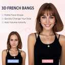 TESS Clip in Bangs Real Human Hair 360 3D Cover Clip on Bangs for Women Daily Wear Natural Look 10 Inch Wispy, Dark Brown