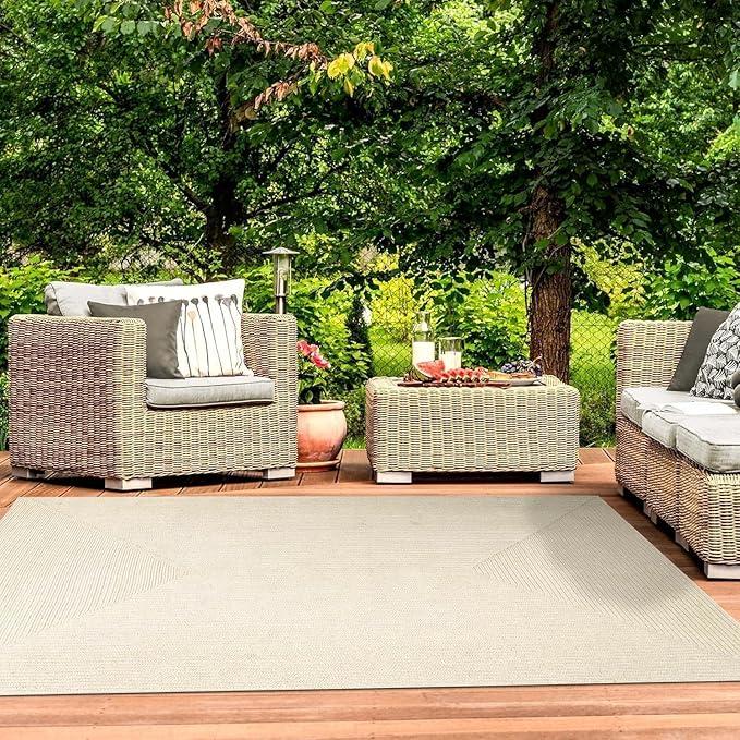 Superior Indoor/Outdoor Area Rug, Reversible Braided Floor Decor for Living Room, Kitchen, Patio, Front Porch, Modern Boho Farmhouse Rugs, Hardwood, Bedroom Accessories, 3' x 5', Cream