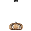GLOBE Electric 2in1 Fitz 1-Light Plug-in or Hardwire Pendant Lighting, Rattan Shade, Black Socket