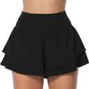 Sunzel Tennis Shorts for Women with Built-in Liner, High Waisted Flowy Athletic Shorts with Pockets for Running Workout Golf (Black, XL)