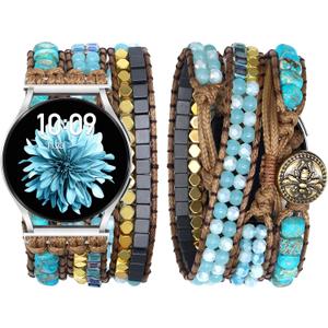JR.DM Boho Beaded Handmade Braided Bracelet Band Women 20mm Compatible with Samsung Galaxy Watch 7/6/5/4/Active 2/4 Classic/6 Classic/5 Pro/FE 40mm 42mm 43mm 44mm 45mm 46mm 47mm