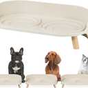 Raised Dog Feeder Bowl Stand - Elevated Dining Table for Small and Medium Dogs and Cats - Fits Food and Water Dish up to 6" Diameter - Milky White (Bowls Not Included) 