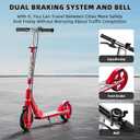 Scooters for Kids 8-12, Teens & Adults - Load 240 LBS, 8-Inch Wheels, Kick Scooter with Shock Absorption System, Hand Brake & Bell, 4 Adjustable Height Levels, Perfect for School, Commuting or Park